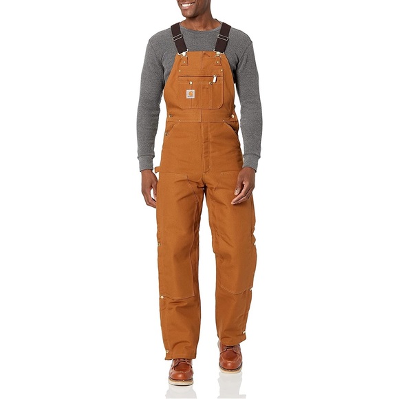 Carhartt Other - Carhartt R41 Quilt-Lined Zip-To-Thigh Duck Bib Overalls in Brown NWT Size 38X32
